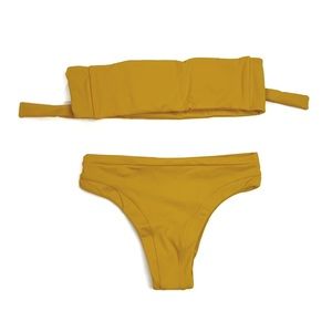 Salt Swim Venice Top - XS Malibu Bottoms - S Mustard Yellow Swimsuit